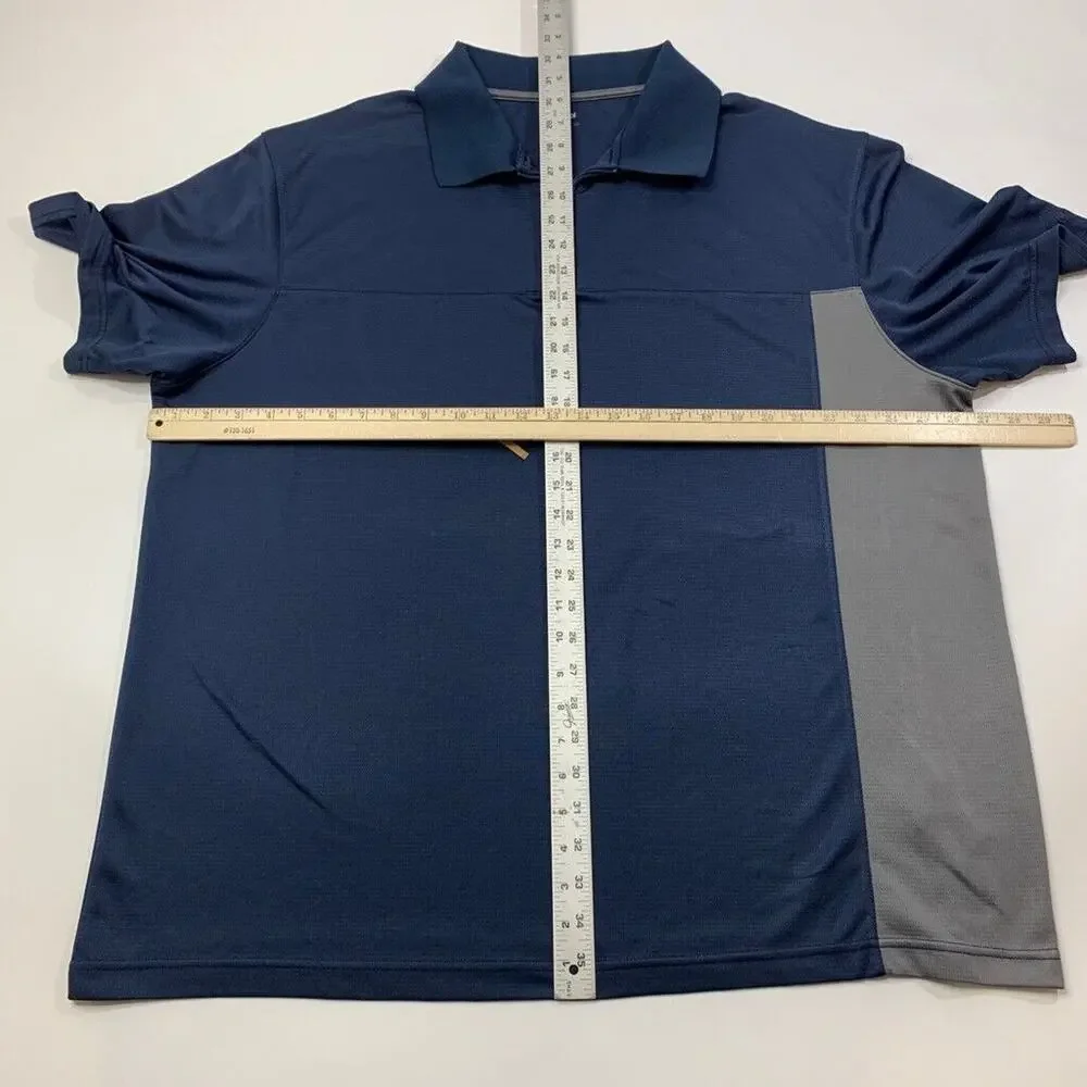 Reebok Polo Shirt Mens XXL Navy Graphite Golf 1/4 Zip Short Sleeve Performance